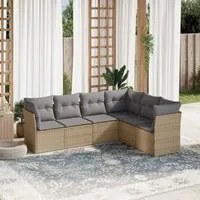 Set Divano da Giardino 6 pz con Cuscini Beige in Polyrattan 3217679