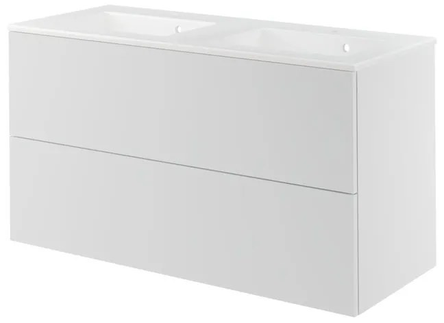 Mobile da bagno sospeso sotto lavabo L 120 x H 64 x P 48 cm bianco laccato, 2 cassetti SENSEA Neo