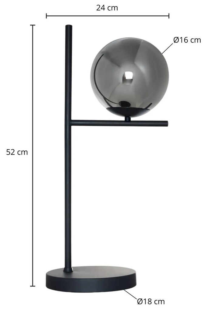 Lindby Denva da tavolo vetro fumè, sfera, grigio