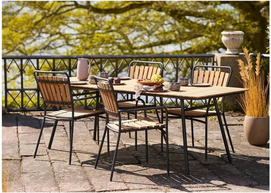 Sedie da esterno in set di colore naturale in legno massiccio/in metallo 2 pz Cleveland – House Nordic