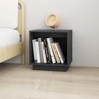 Comodino Grigio 40x30x40 cm in Legno Massello di Pino cod mxl 30796