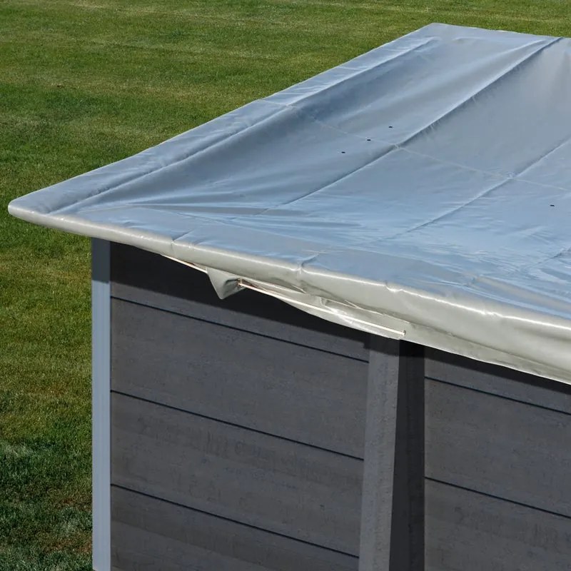 Copertura invernale per piscina rettangolare GRE in pvc grigio 516 x 466 cm