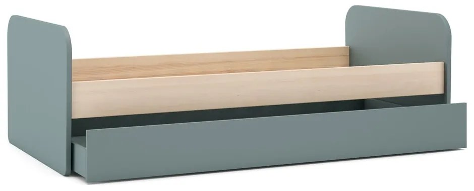 Letto da bambini estraibile verde polveroso con effetto pino con contenitore con rete inclusa 90x200 cm Esteban – Marckeric