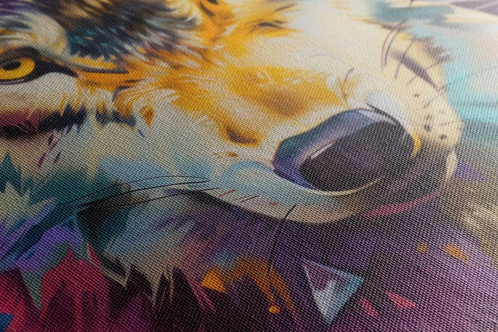 Stampa su tela – Lupo con imitazione di pittura