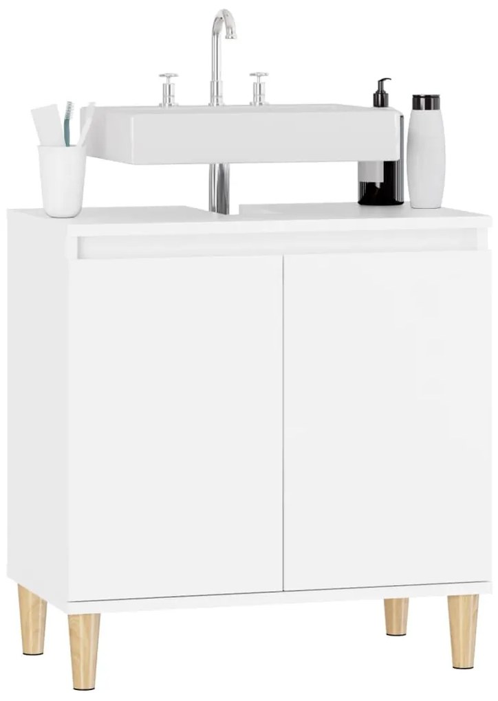 Mobile lavabo bianco 58x33x60 cm in legno multistrato