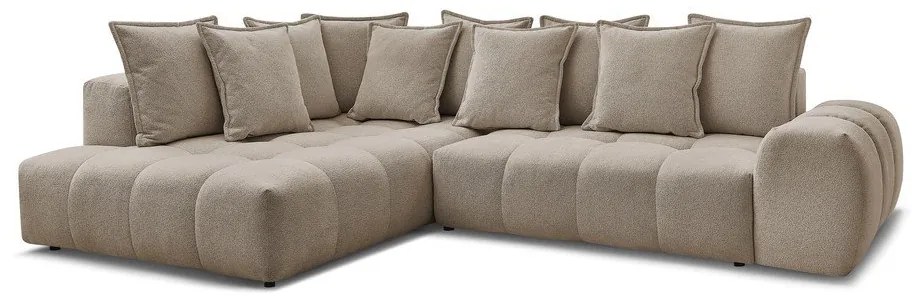 Divano angolare grigio tortora allungabile e con contenitore (penisola a sinistra/a L) con rivestimento in ciniglia Everest – Bobochic Paris