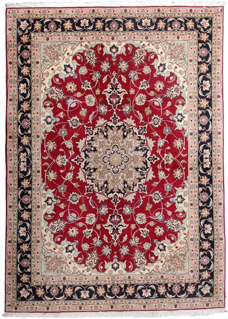 Tabriz Tappeto persiano 150x210 Rosso (Iran) Annodato A Mano