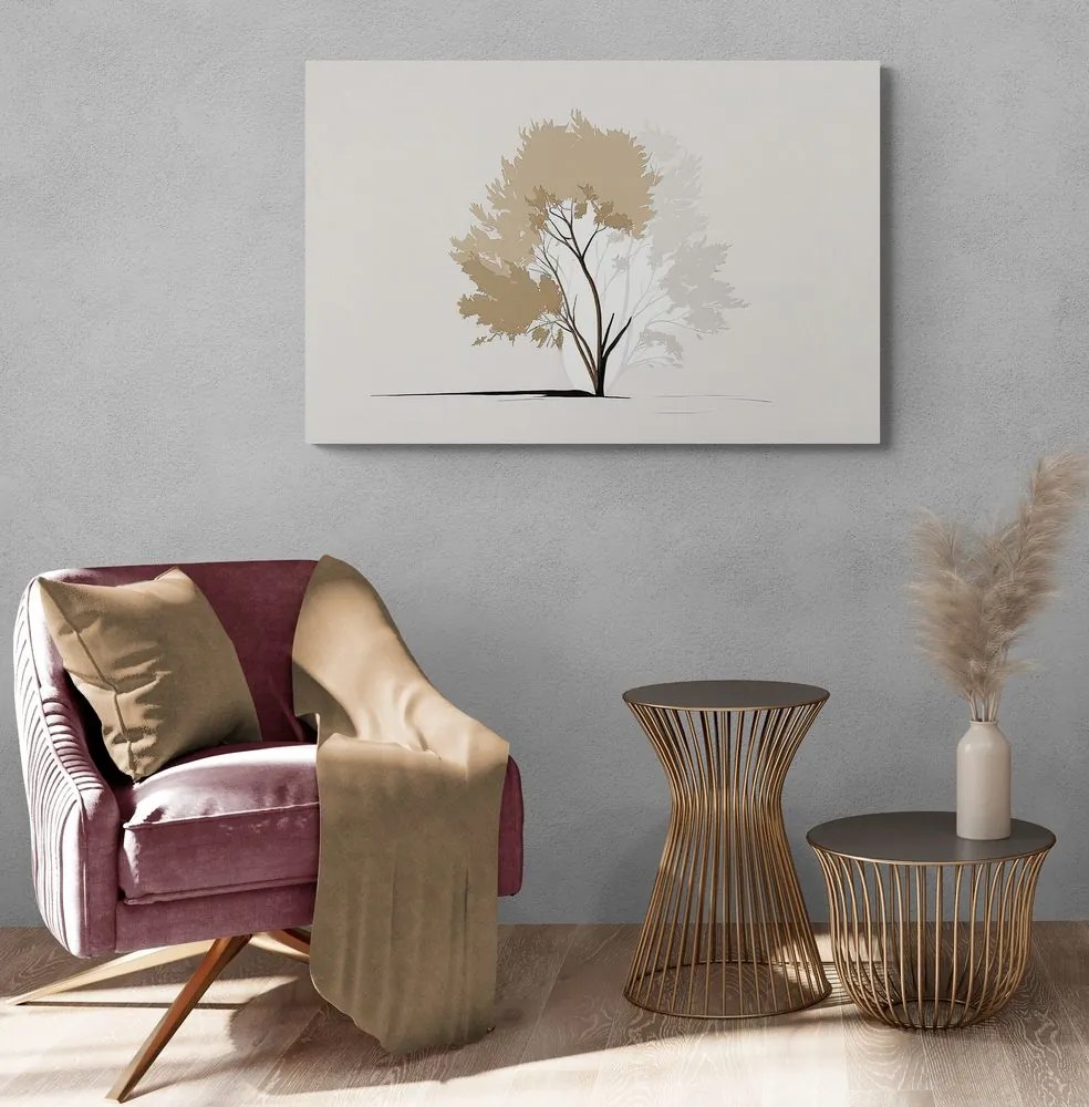 Quadro su tela – Albero minimalista con foglie