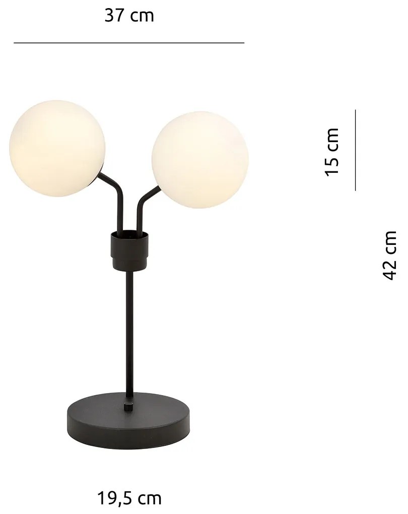 Lampada Da Tavolo Moderna Orione Acciaio Nero 2 Luci E14 Ip20
