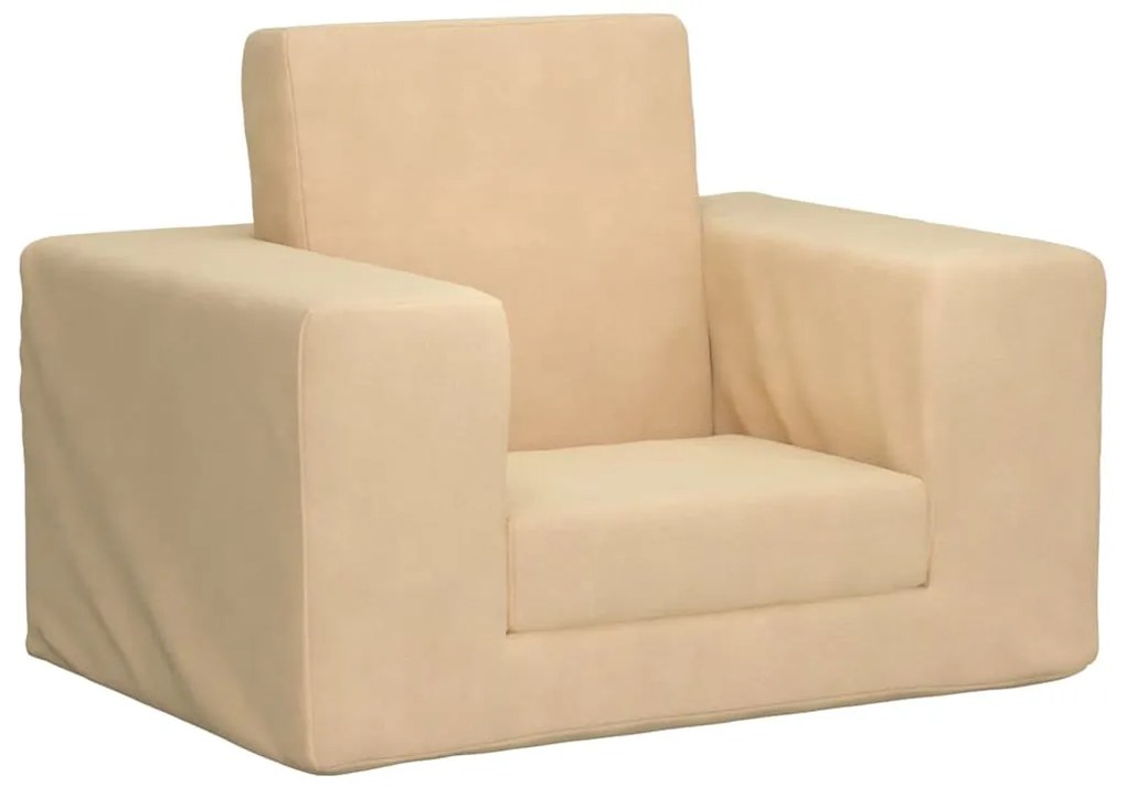 Divano Letto Per Bambini Crema İn Morbido Peluche /