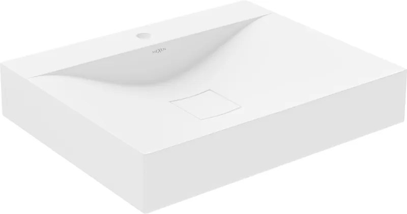 Mexen Poli lavabo da appoggio in conglomerato 1/O 60 x 48 cm, bianco - 23026001