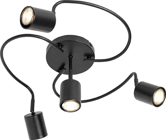 Faretto da soffitto moderno nero orientabile a 4 luci - Java