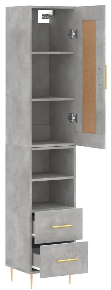 Credenza grigio cemento 34,5x34x180 cm in legno multistrato