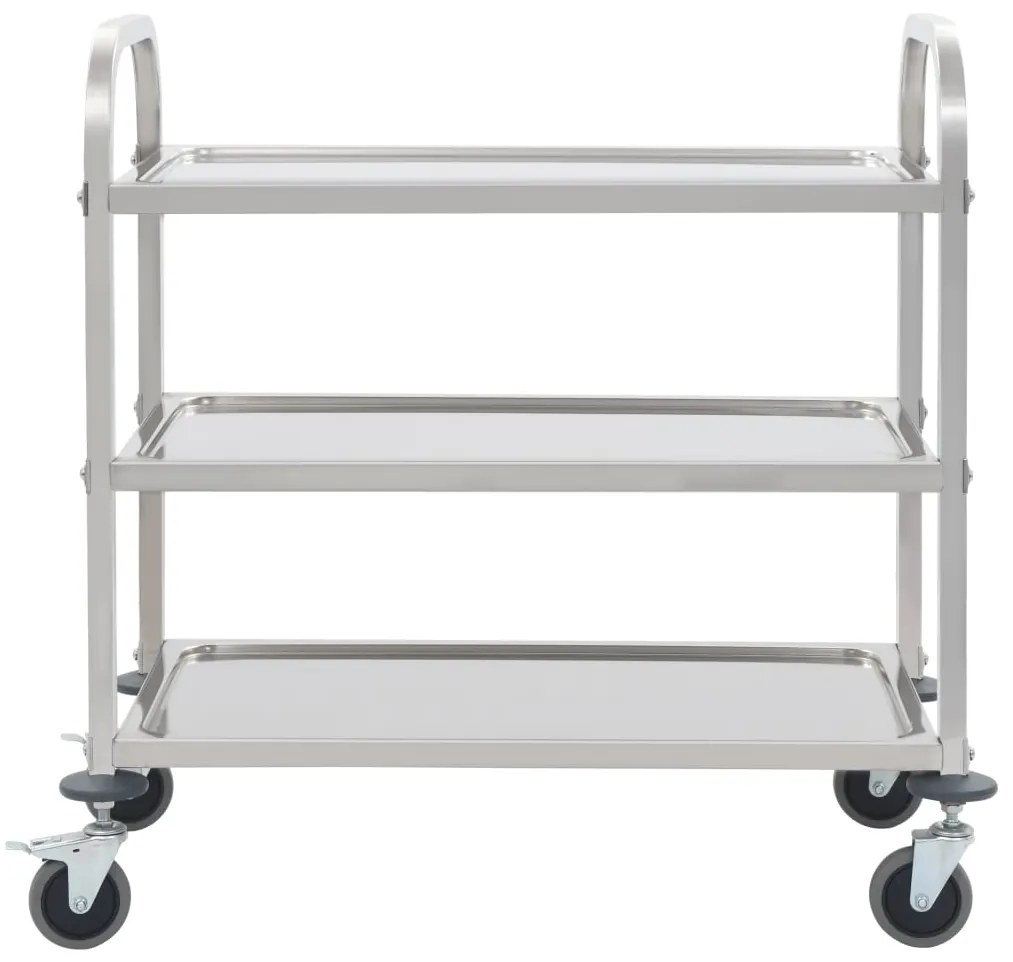 Carrello da cucina a 3 livelli 95x45x83,5 cm in acciaio inox