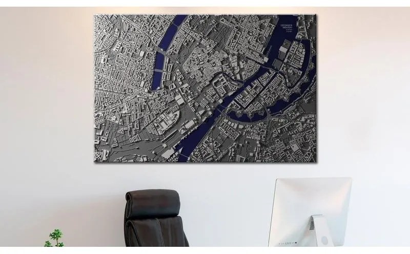 Quadri di sughero  Copenhagen Center [Cork Map]  Larghezza x Altezza Home decor 120x80