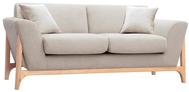 Divano scandinavo 2 posti in tessuto effetto velluto testurizzato beige e frassino ASAKO