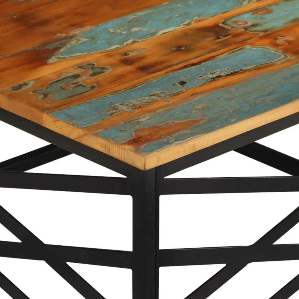 Tavolino da salotto 68x68x35 cm in legno massello di recupero