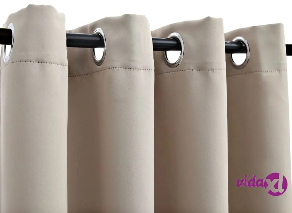 vidaXL Tende Oscuranti con Anelli in Metallo 2 pz Beige 140x245 cm