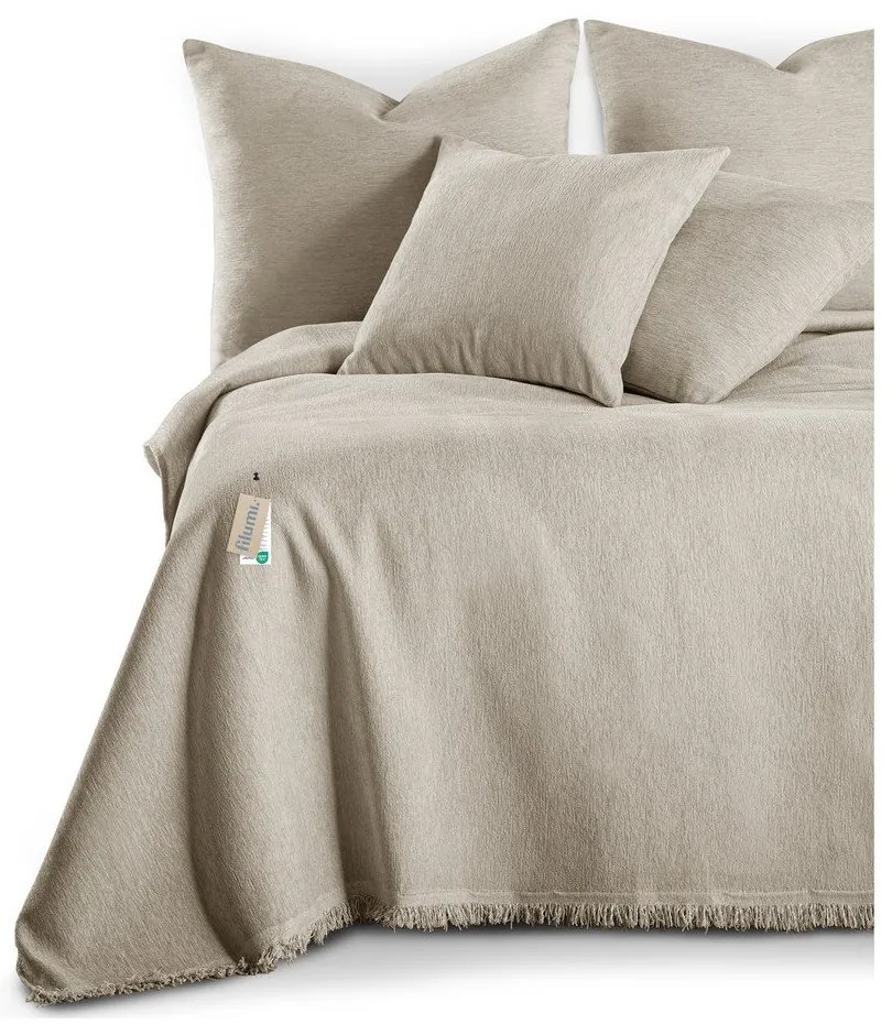 Copriletto beige in ciniglia 220x240 cm Talo – Filumi