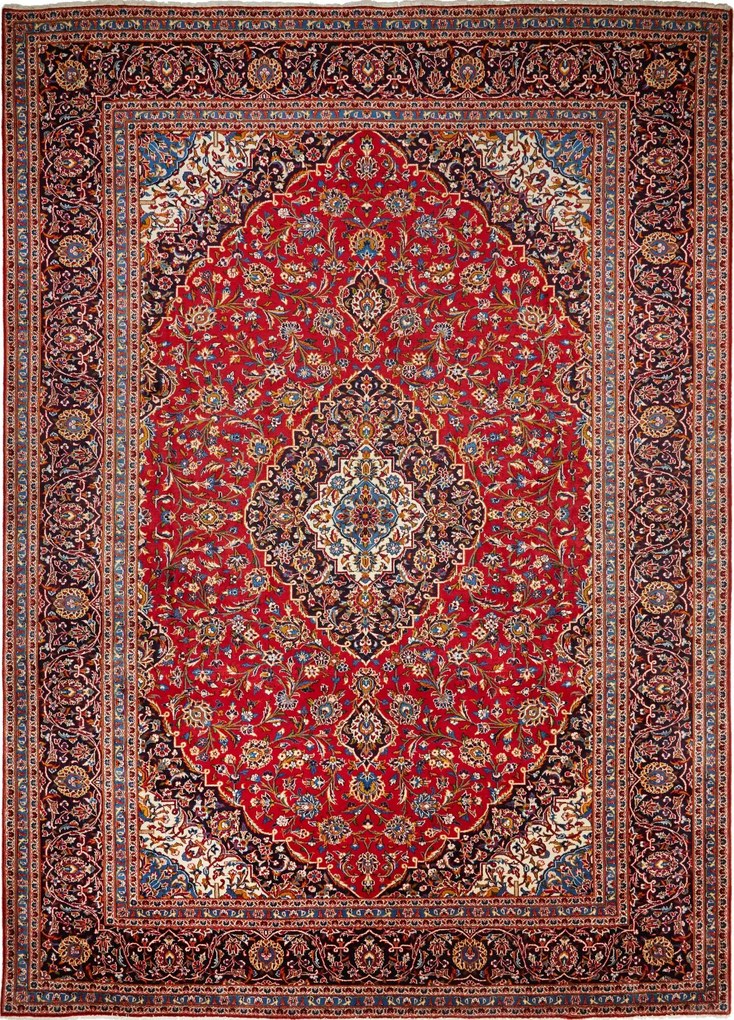 Kashan Tappeto 420x300 Rosso (Iran) Annodato A Mano