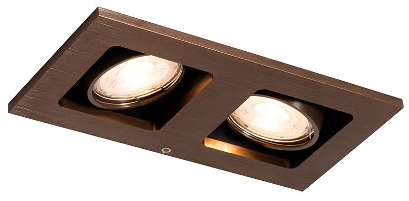 Faretto da incasso bronzo scuro rettangolare 2 luci orientabile e girevole - Qure