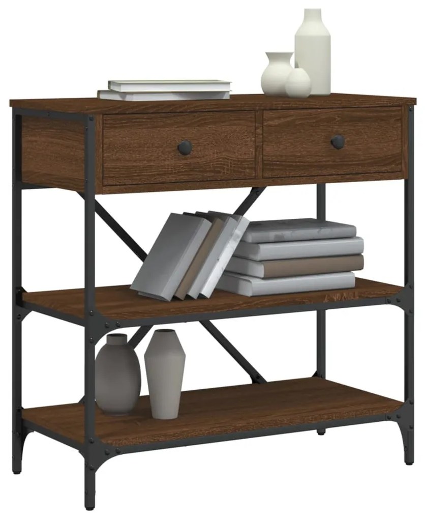 Tavolino consolle rovere marrone 75x34,5x75cm legno multistrato
