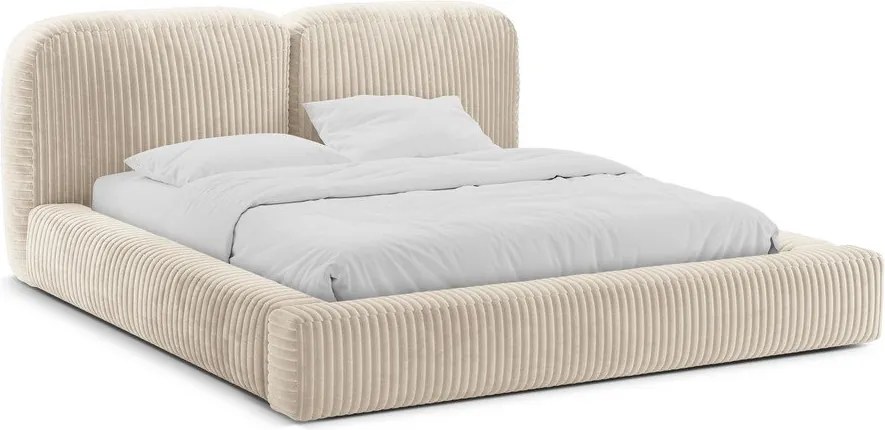 Letto matrimoniale imbottito beige con contenitore con rete inclusa 200x200 cm Martina – Micadoni