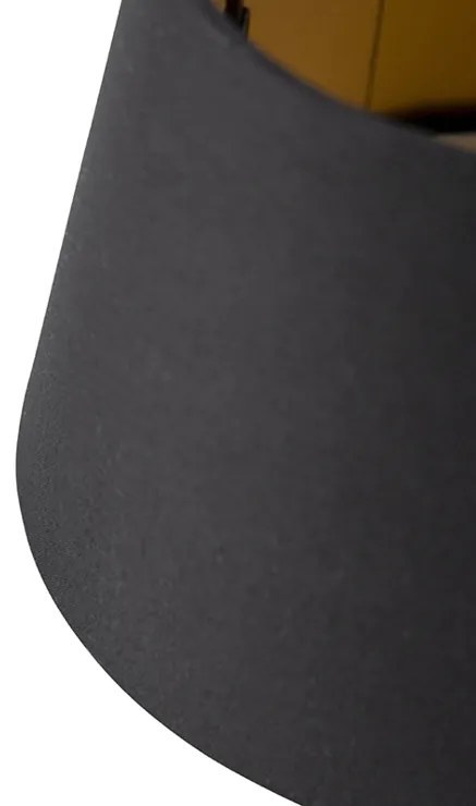 Paralume in cotone nero 20/15/13 con interno dorato