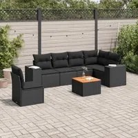 Set Divani da Giardino con Cuscini 7pz Nero Polyrattancod mxl 87408