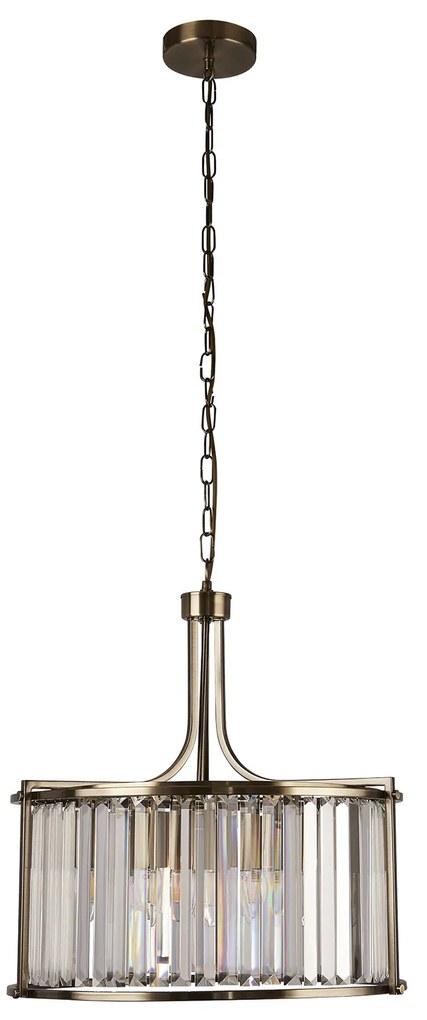 Lampadario Tondo Contemporaneo Victoria Acciaio Adjustable Vetro 5 Luci E27