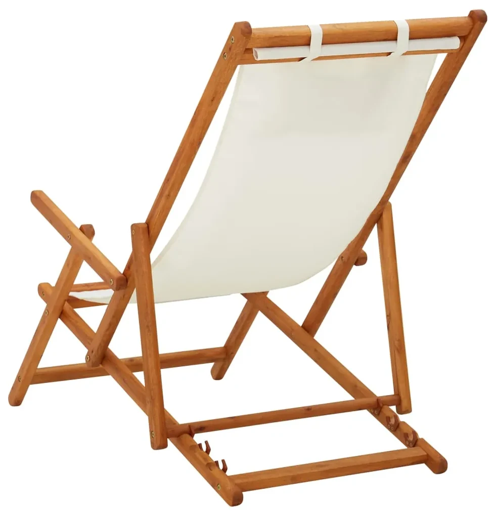 Sdraio Pieghevole da Spiaggia in Legno Massello di Teak Crema