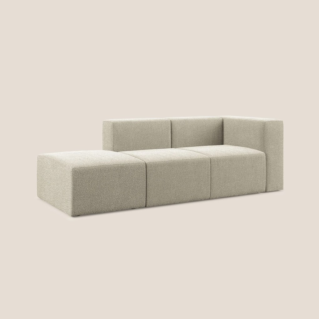 Nettuno divano lineare modulare e componibile in morbido tessuto bouclè T07 beige