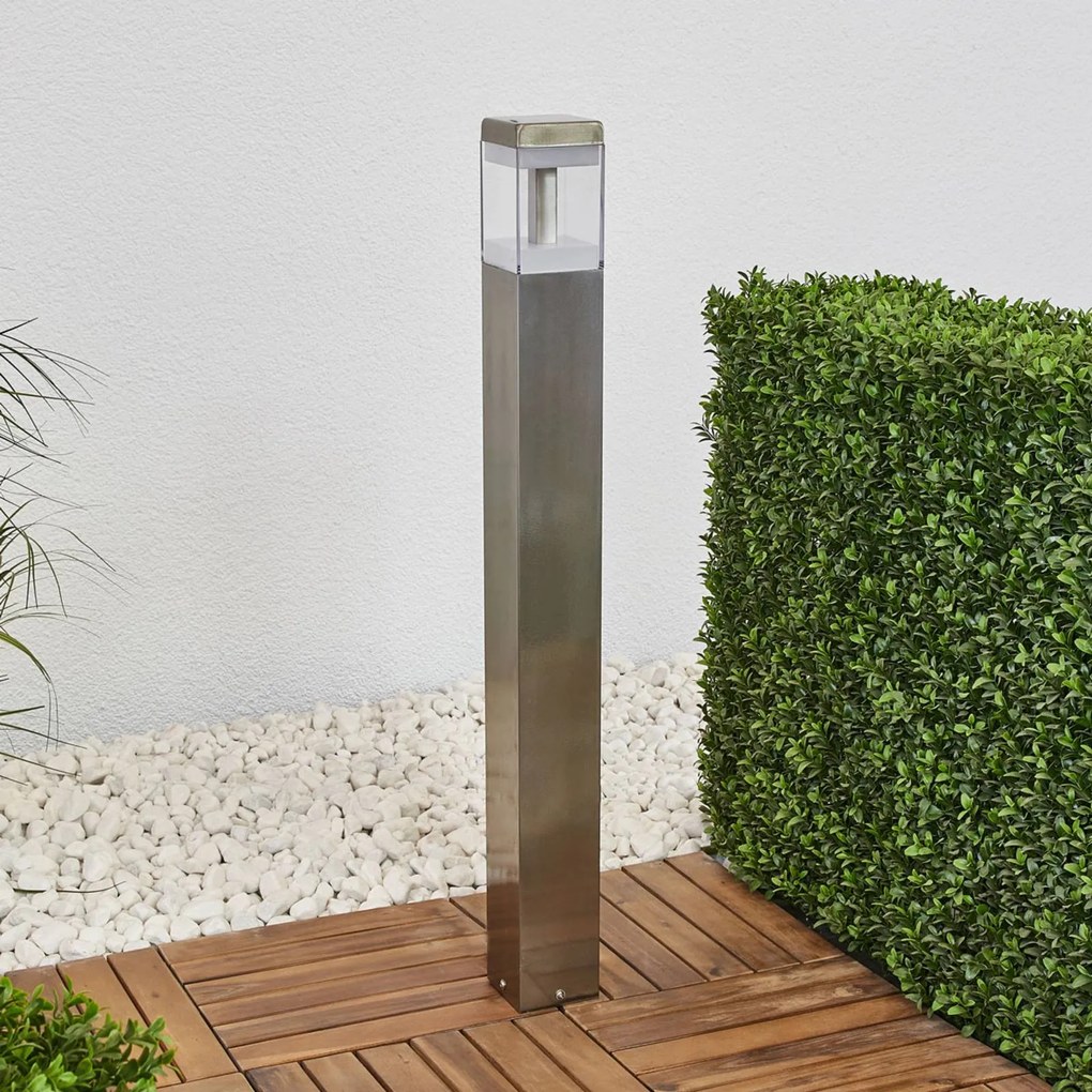 Lindby Baily - lampione in acciaio inox con LED