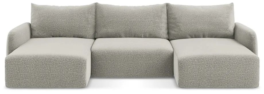 Divano angolare grigio chiaro allungabile/con contenitore Kalena – Makamii