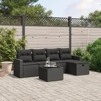 Set Divano da Giardino 6 pz con Cuscini Nero in Polyrattancod mxl 91792