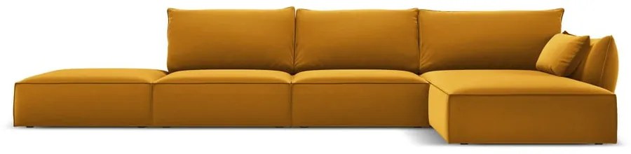 Divano angolare color senape (con penisola a destra/con chaise lounge) con rivestimento in velluto Vanda – Mazzini Sofas