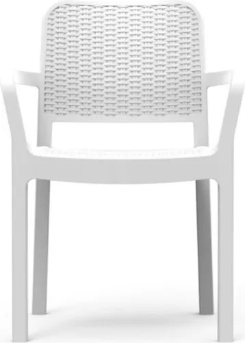 Sedia Da Giardino Impilabile Con Braccioli In Resina Effetto Intrecciato Bella Keter Bianca