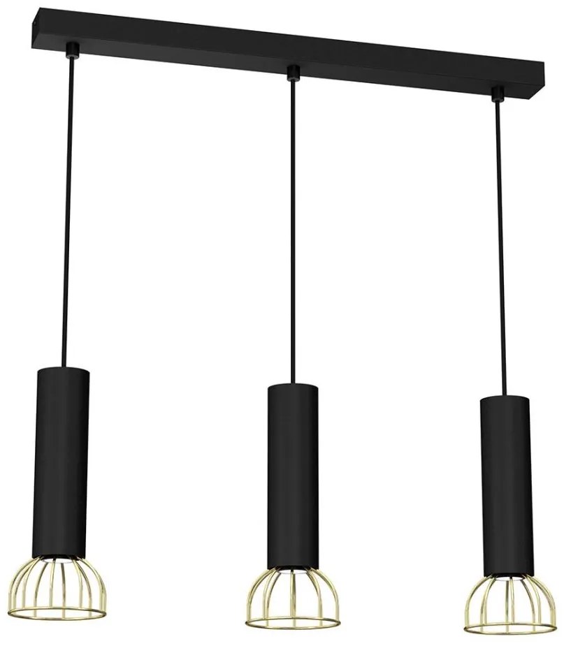 Lampadario su corda DANTE 3xGU10/25W/230V nero/oro