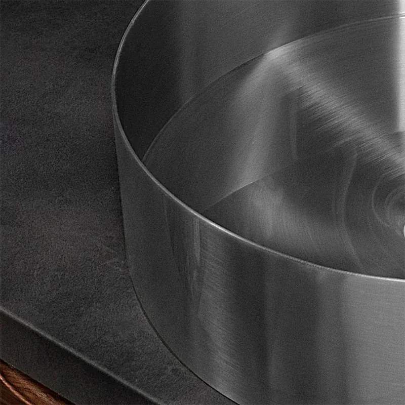 Lavabo da appoggio tondo 40 cm in acciaio inox satinato Goya