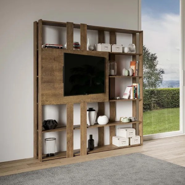 Mobile libreria e porta tv a 6 ripiani KATO N Noce