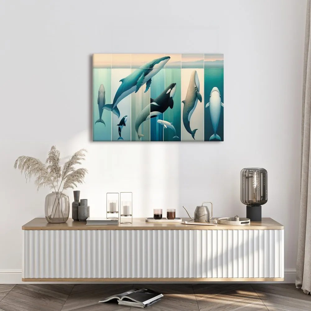 Quadro su tela – Balene e orche negli abissi