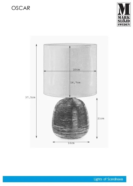 Markslöjd 107068 - Lampada da tavolo OSCAR 1xE27/60W/230V