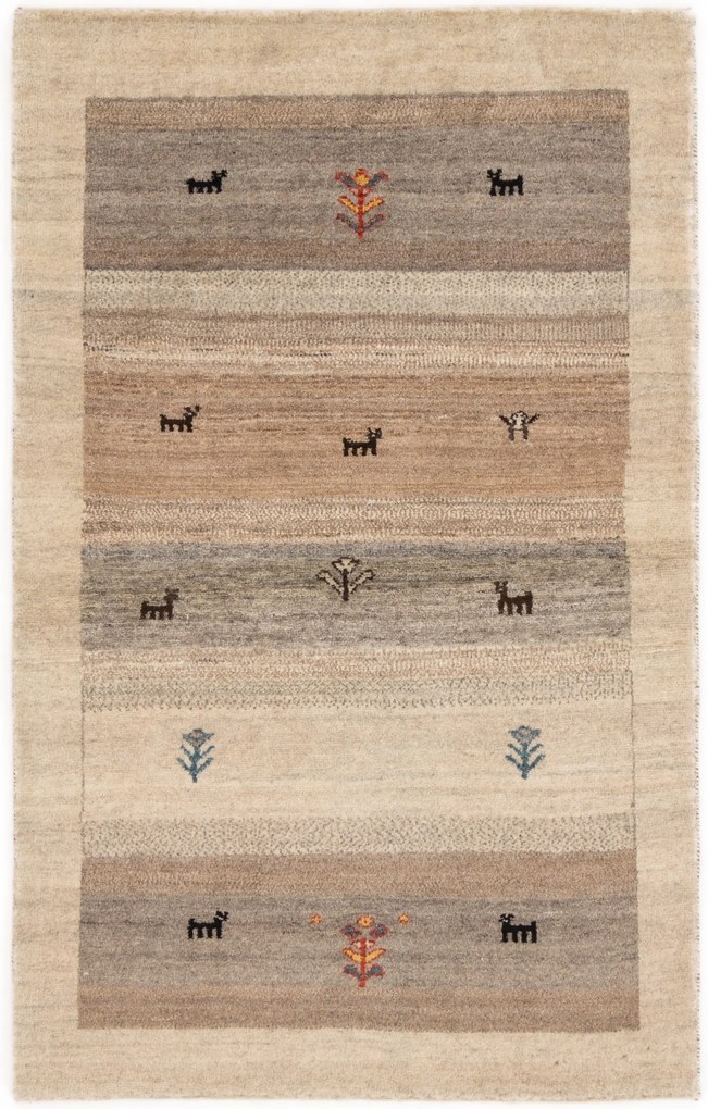 Gabbeh Tappeto 100x150 Beige (Iran) Annodato A Mano