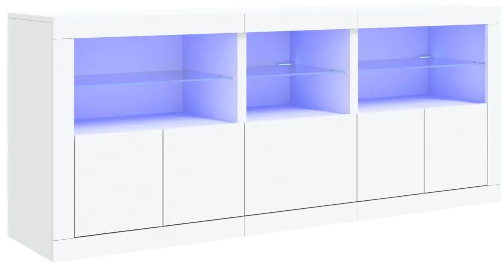 Credenza con luci led bianca 162x37x67 cm