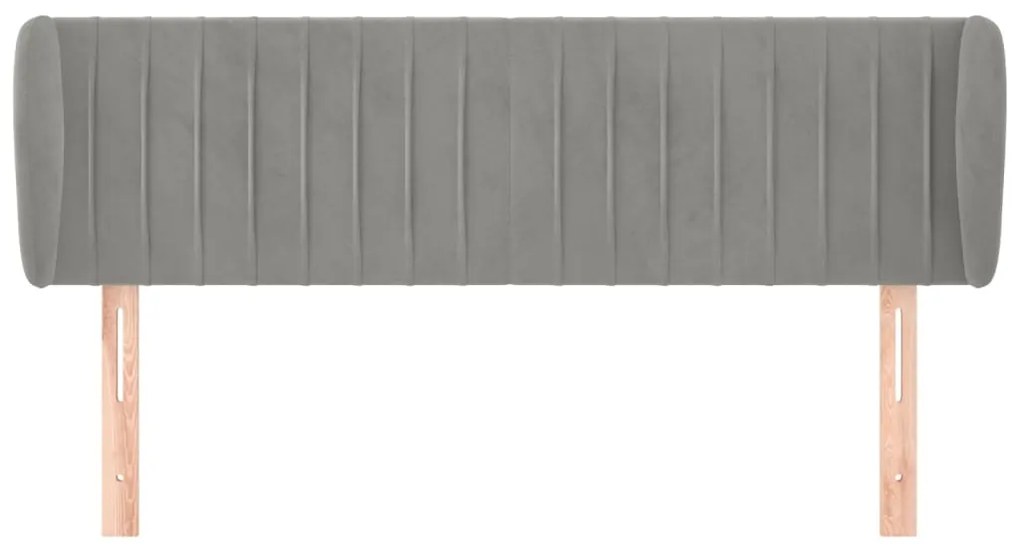 Testiera ad orecchio grigio chiaro 147x23x78/88 cm in velluto