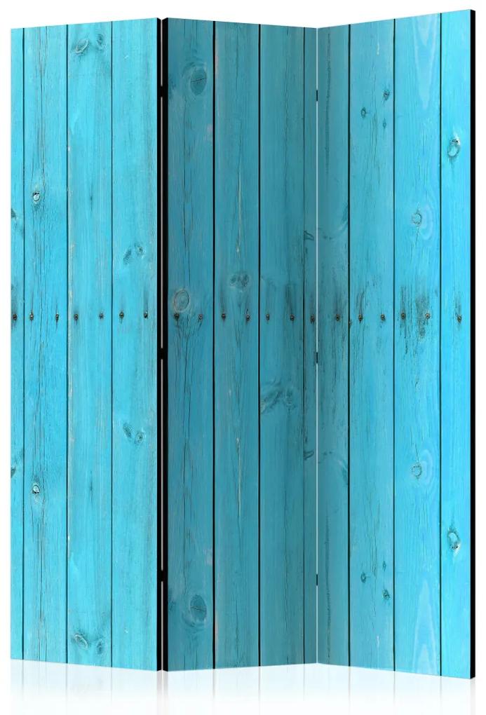 Paravento design Assi blu - texture leggera delle tavole di legno blu