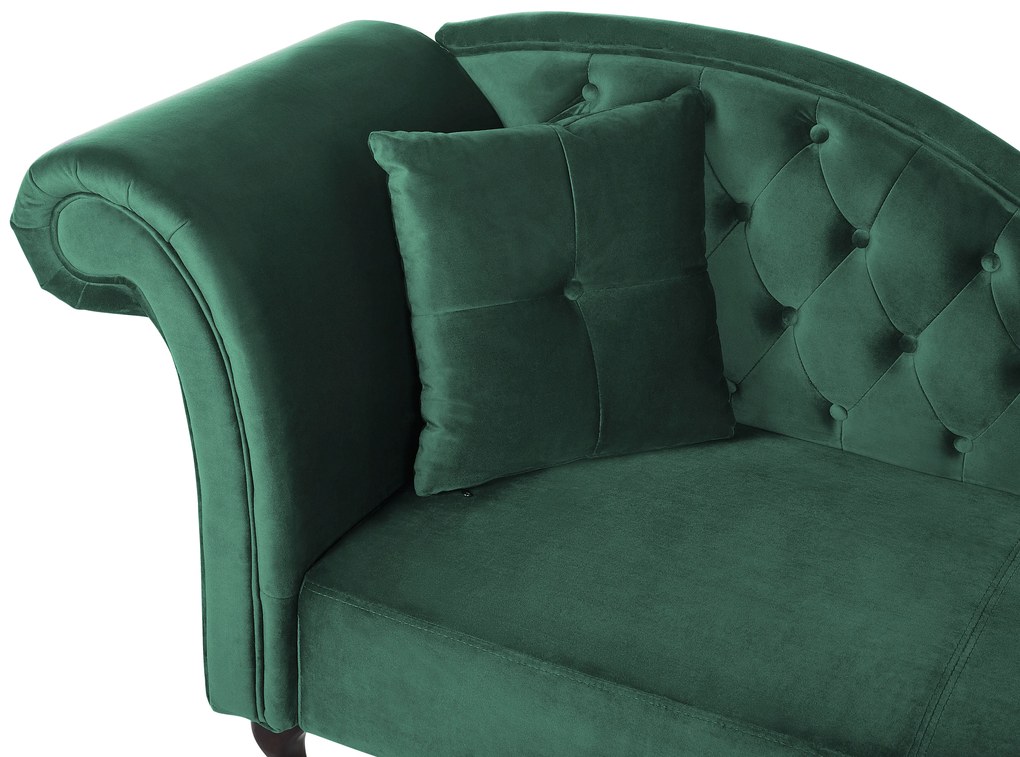 Chaise longue per lato sinistro in velluto verde scuro LATTES Beliani