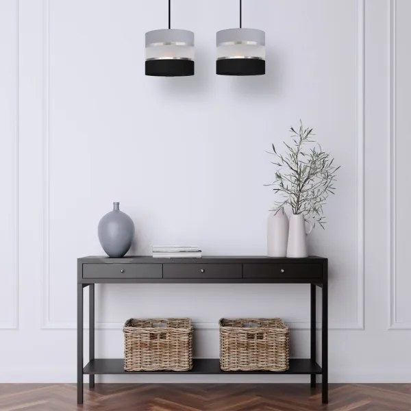 Lampadario a sospensione con filo HELEN 2xE27/15W/230V nero/grigio/argento