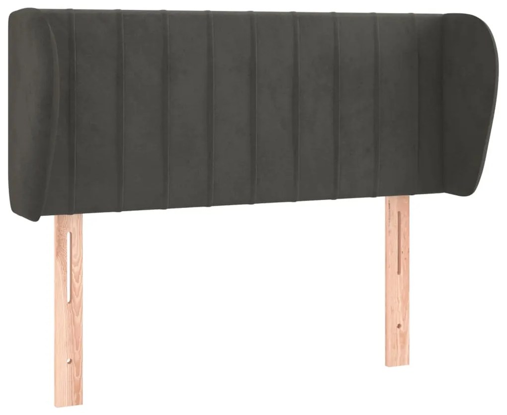 Testiera ad orecchio grigio scuro 103x23x78/88 cm in velluto