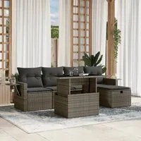 Set Divano da Giardino 6 pz con Cuscini Grigio in Polyrattan 3274970